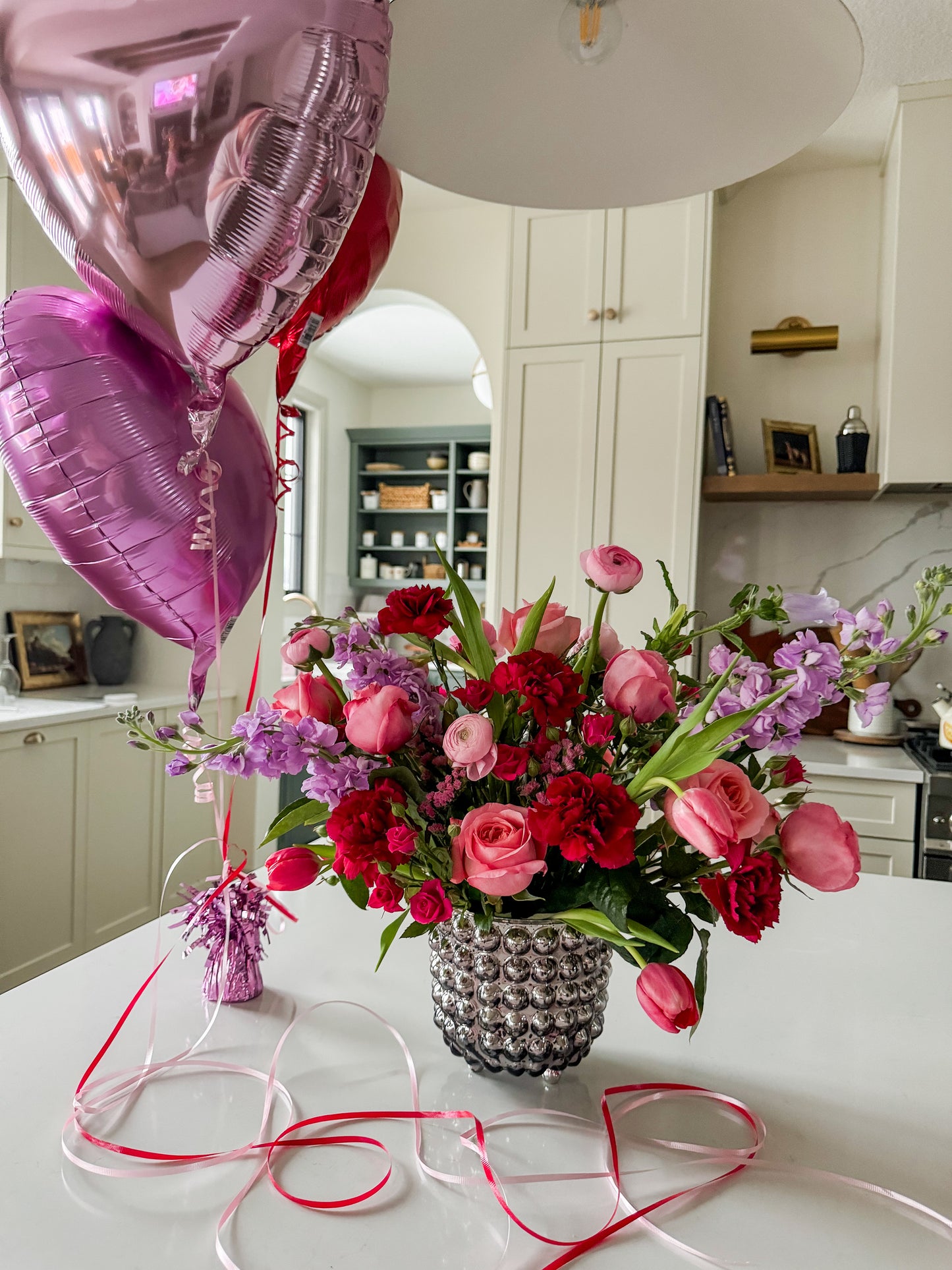 Designer Valentine Florals & Foiled Heart Balloons